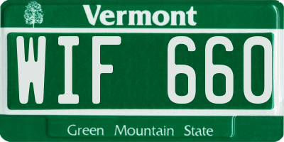 VT license plate WIF660