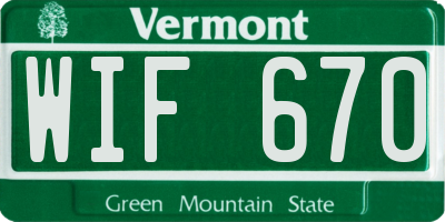 VT license plate WIF670