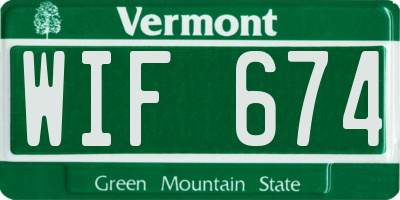 VT license plate WIF674