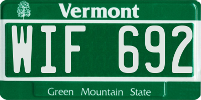VT license plate WIF692