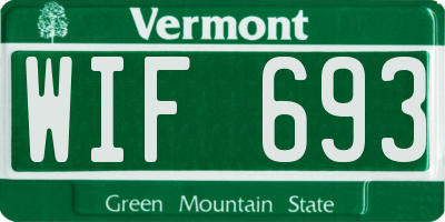 VT license plate WIF693