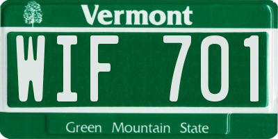VT license plate WIF701