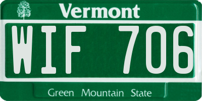 VT license plate WIF706
