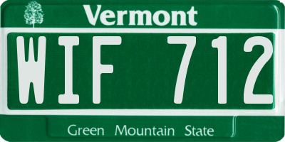 VT license plate WIF712