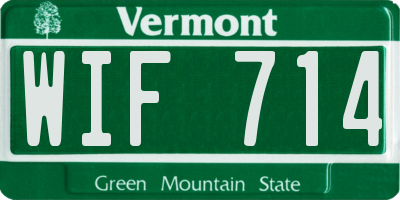 VT license plate WIF714