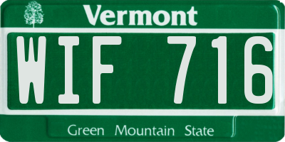 VT license plate WIF716