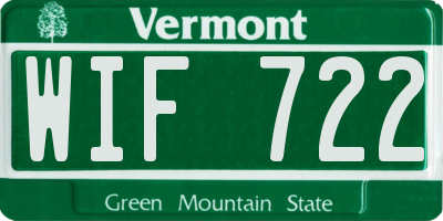 VT license plate WIF722