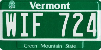 VT license plate WIF724