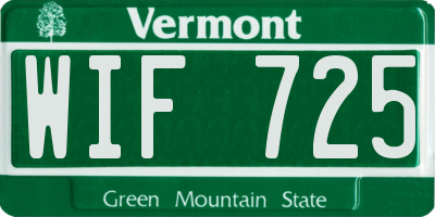 VT license plate WIF725