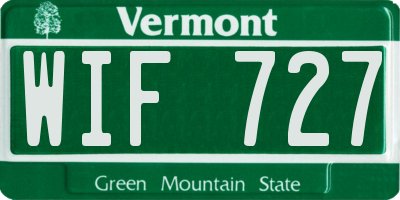 VT license plate WIF727