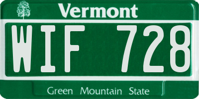 VT license plate WIF728