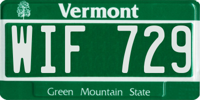 VT license plate WIF729