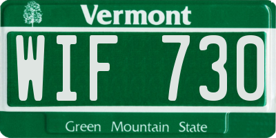 VT license plate WIF730