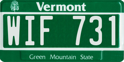 VT license plate WIF731