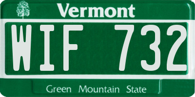 VT license plate WIF732