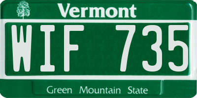 VT license plate WIF735