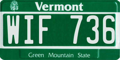 VT license plate WIF736