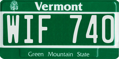 VT license plate WIF740