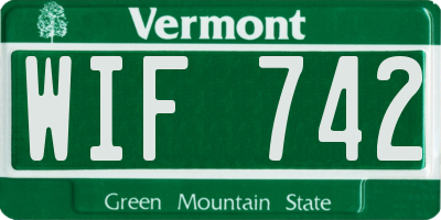 VT license plate WIF742