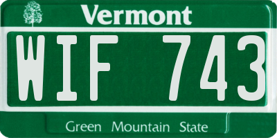 VT license plate WIF743