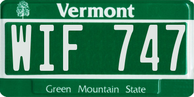 VT license plate WIF747