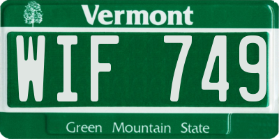VT license plate WIF749