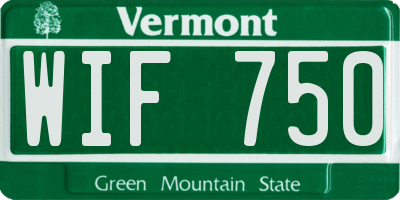 VT license plate WIF750