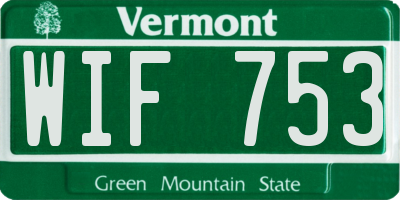 VT license plate WIF753