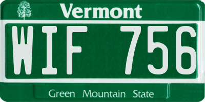 VT license plate WIF756