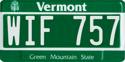 VT license plate WIF757