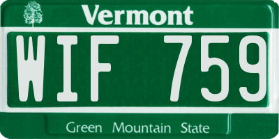 VT license plate WIF759