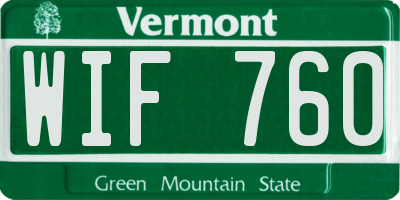 VT license plate WIF760