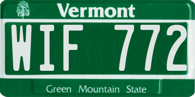 VT license plate WIF772