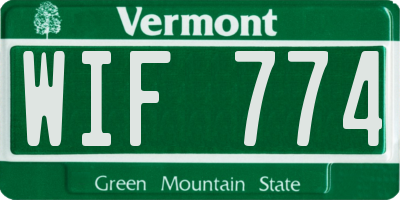 VT license plate WIF774