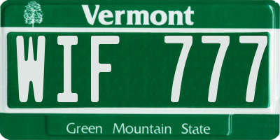 VT license plate WIF777