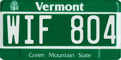 VT license plate WIF804