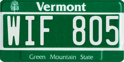 VT license plate WIF805