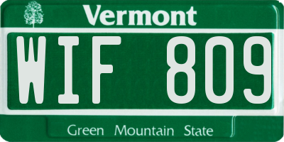 VT license plate WIF809