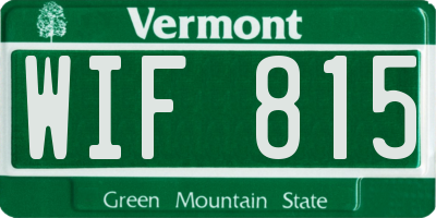 VT license plate WIF815