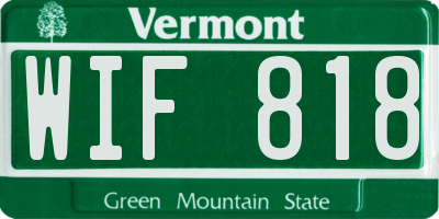 VT license plate WIF818