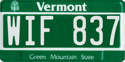 VT license plate WIF837