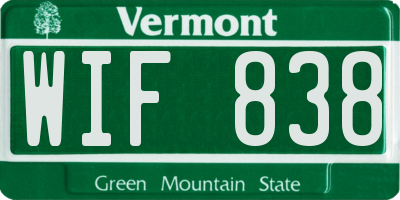 VT license plate WIF838