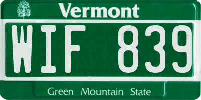 VT license plate WIF839