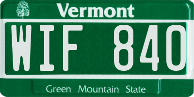 VT license plate WIF840