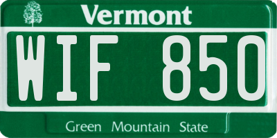 VT license plate WIF850