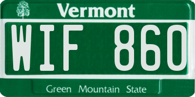 VT license plate WIF860