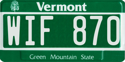 VT license plate WIF870