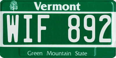 VT license plate WIF892