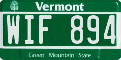 VT license plate WIF894