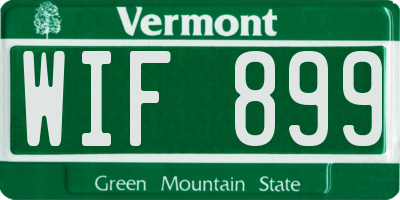 VT license plate WIF899